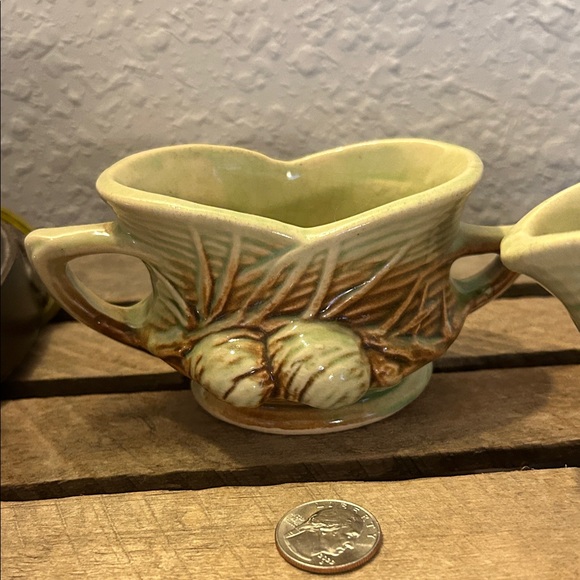 McCoy Pine Cone Design Ceramic Sugar & Creamer Set Cottage Core, Nature Core - Picture 3 of 11